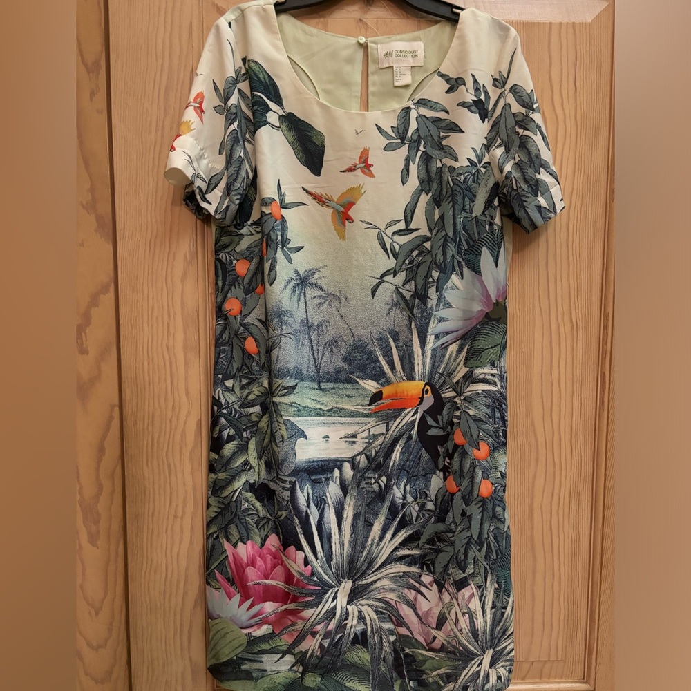H&M Conscious collection Green Tropical Dress 8